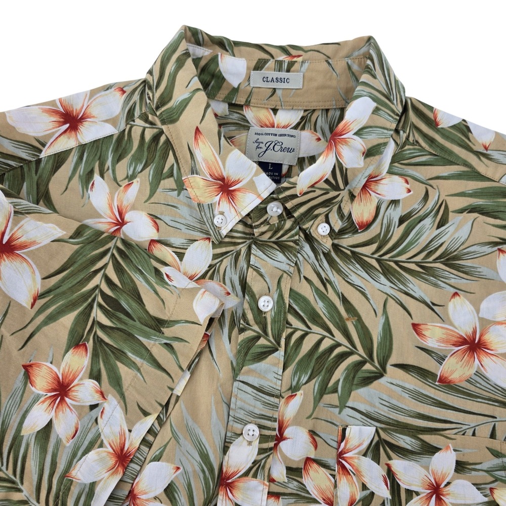 J.Crew Mens Large Classic Fit Floral Tropical Button Down Shirt Hawaiian Beach